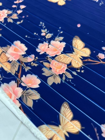 Плиссе 1.5 см принт бабочки/цветы Креп-шифон