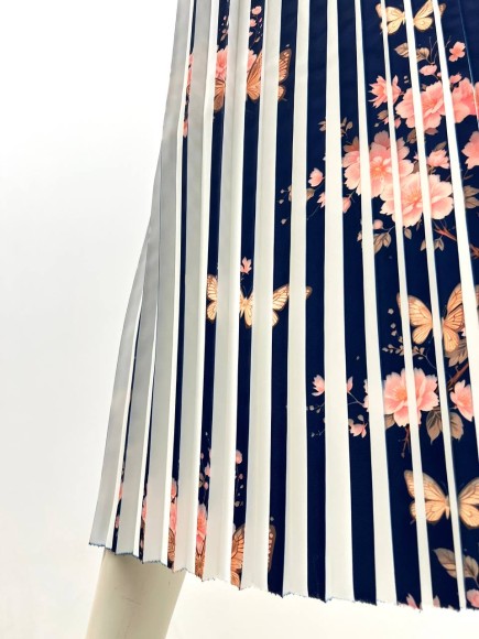 Плиссе 1.5 см принт бабочки/цветы Креп-шифон