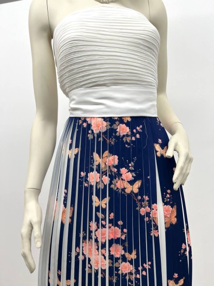 Плиссе 1.5 см принт бабочки/цветы Креп-шифон