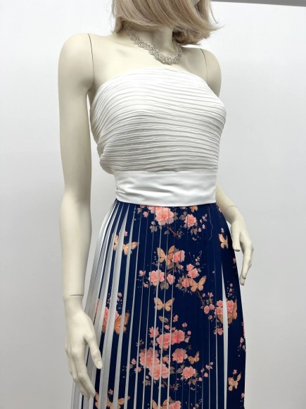 Плиссе 1.5 см принт бабочки/цветы Креп-шифон