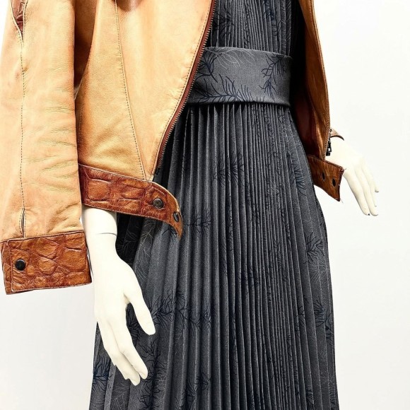 Гофре классика Лен Перья темно-серый