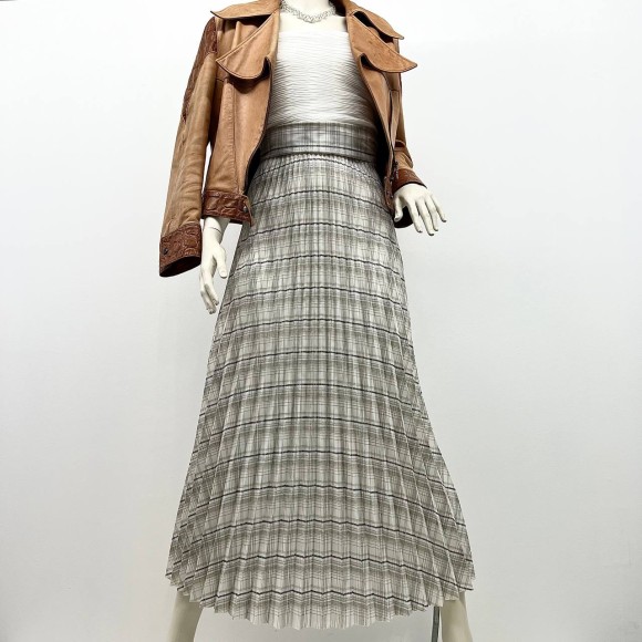 Гофре классика Клетка Индия зеленоватая