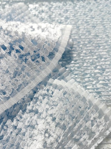 Плиссе 5 мм Гипюр голубой