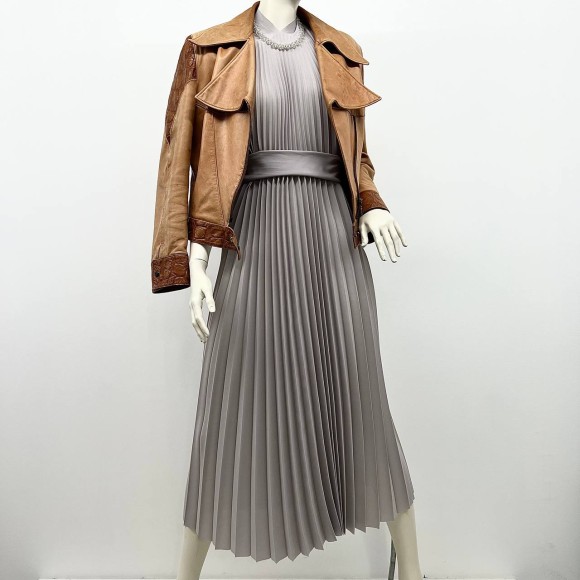 Гофре классика Креп-шифон серый тонкий