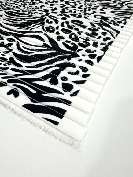 Плиссе 1.5 см принт зебра Плательная белая