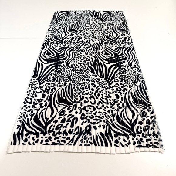 Плиссе 1.5 см принт зебра Плательная белая