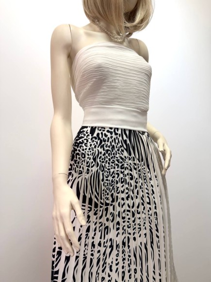 Плиссе 1.5 см принт зебра Плательная белая