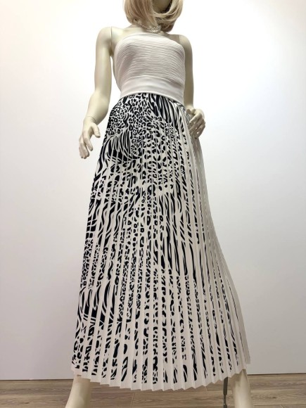 Плиссе 1.5 см принт зебра Плательная белая