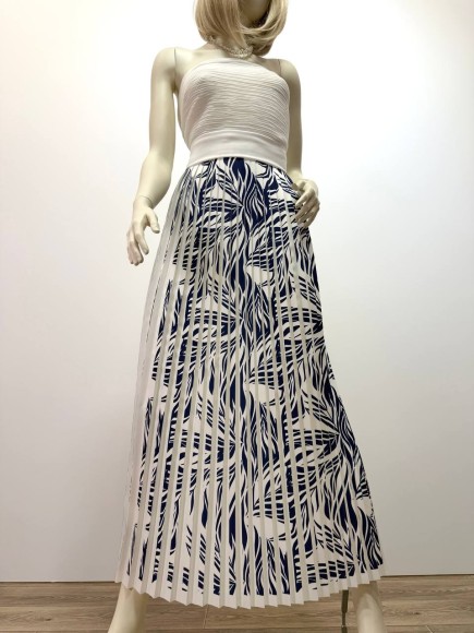 Плиссе 1.5 см принт эвкалипт Плательная белая