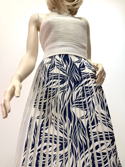 Плиссе 1.5 см принт эвкалипт Плательная белая