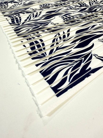 Плиссе 1.5 см принт эвкалипт Плательная белая