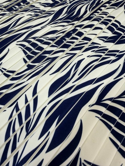 Плиссе 1.5 см принт эвкалипт Плательная белая