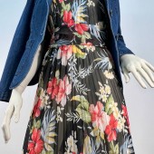 Гофре классика Шифон черный с цветами