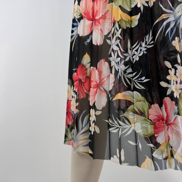 Гофре классика Шифон черный с цветами