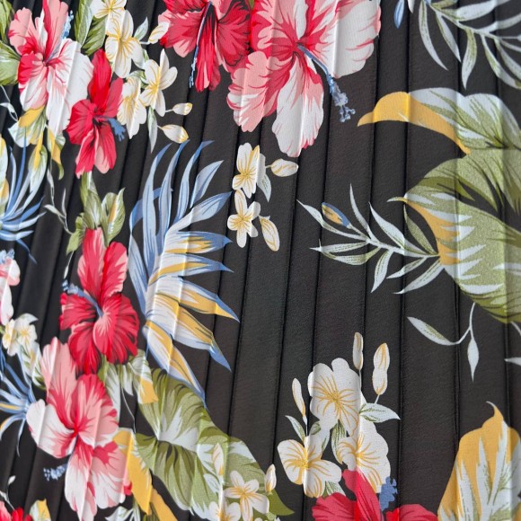 Гофре классика Шифон черный с цветами