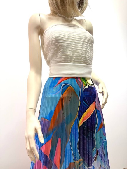 Гофре Плательная белая прокрас аквар. цветы Гофре Плательная белая прокрас аквар. цветы