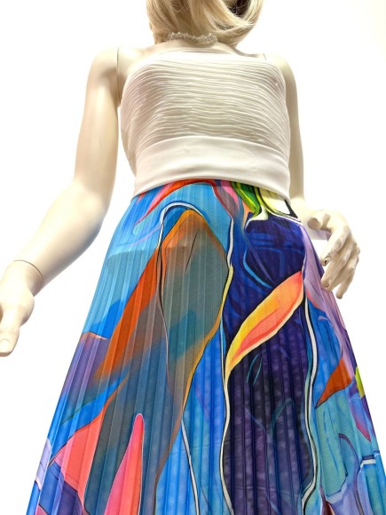 Гофре Плательная белая прокрас аквар. цветы Гофре Плательная белая прокрас аквар. цветы