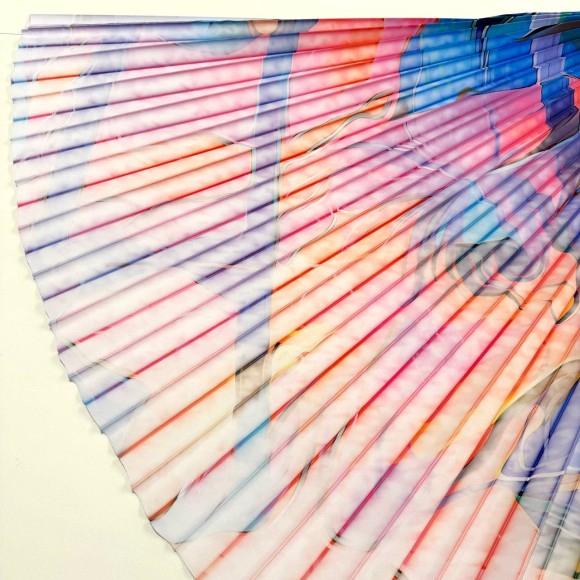 Гофре Плательная белая прокрас аквар. цветы Гофре Плательная белая прокрас аквар. цветы