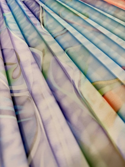 Гофре Плательная белая прокрас аквар. цветы Гофре Плательная белая прокрас аквар. цветы