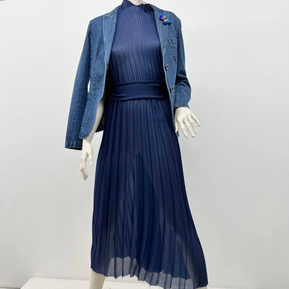 Гофре классика Шифон темно-синий