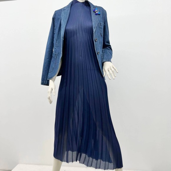 Гофре классика Шифон темно-синий