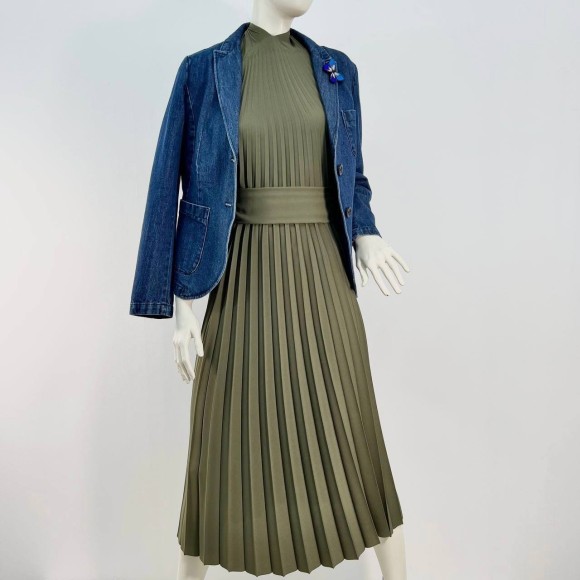 Гофре классика Креп-шифон темно-оливковый матовый