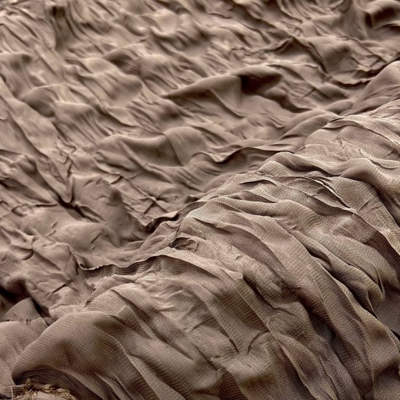 Складка Креш продольный Шифон кофейный