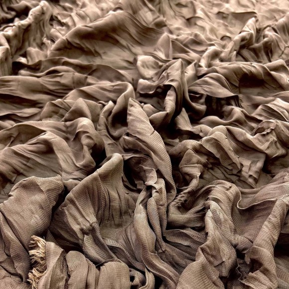 Складка Креш продольный Шифон кофейный