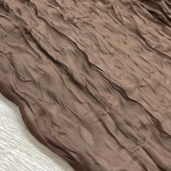 Складка Креш продольный Шифон кофейный