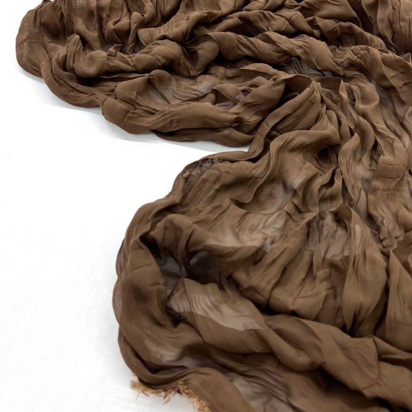 Складка Креш продольный Шифон кофейный