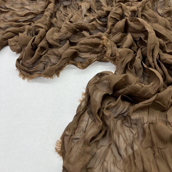 Складка Креш продольный Шифон кофейный