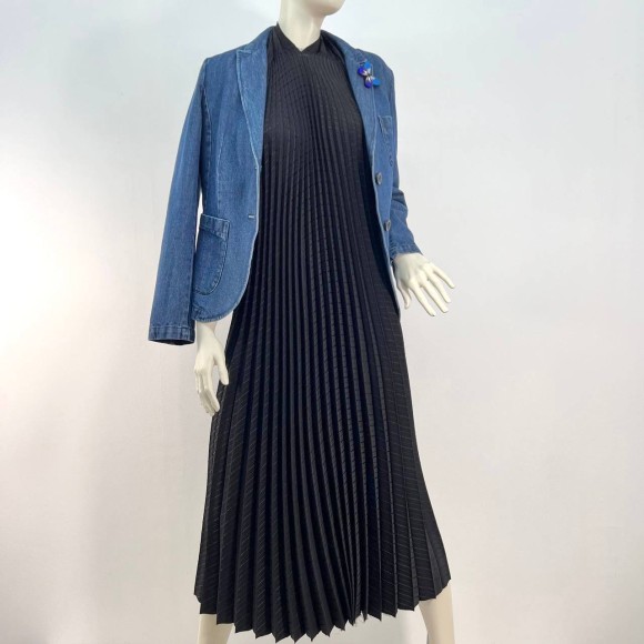 Гофре классика Костюмная черная в полоску